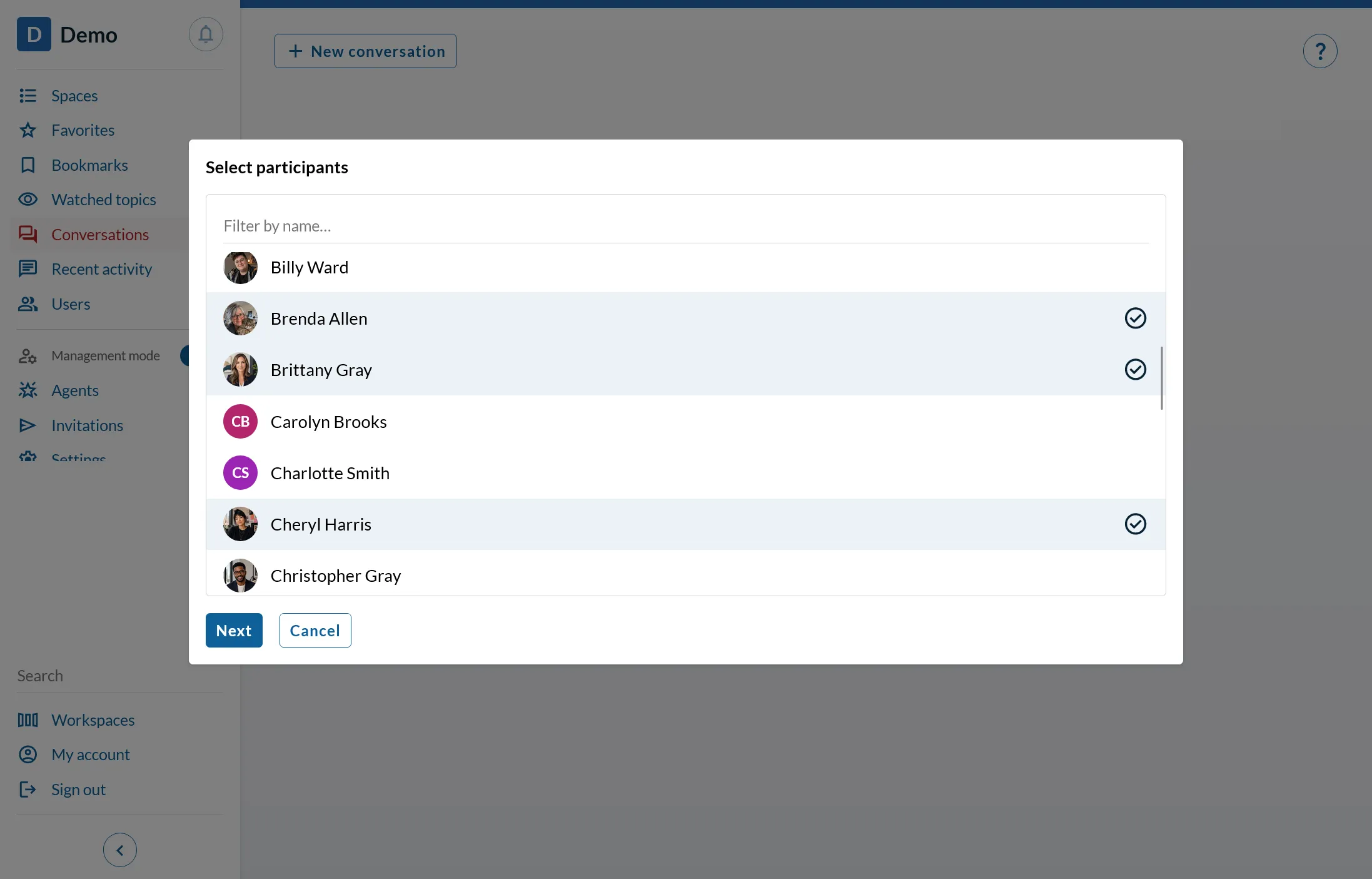 VOSTORQ UI - New conversation form