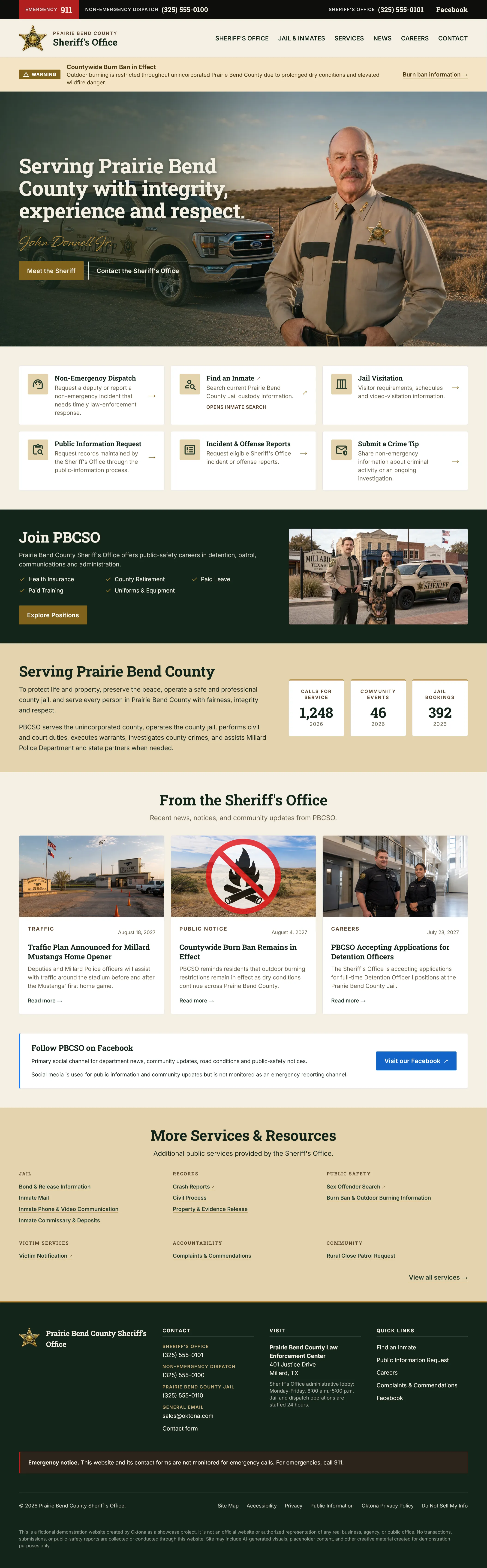 Prairie Bend County Sheriff homepage