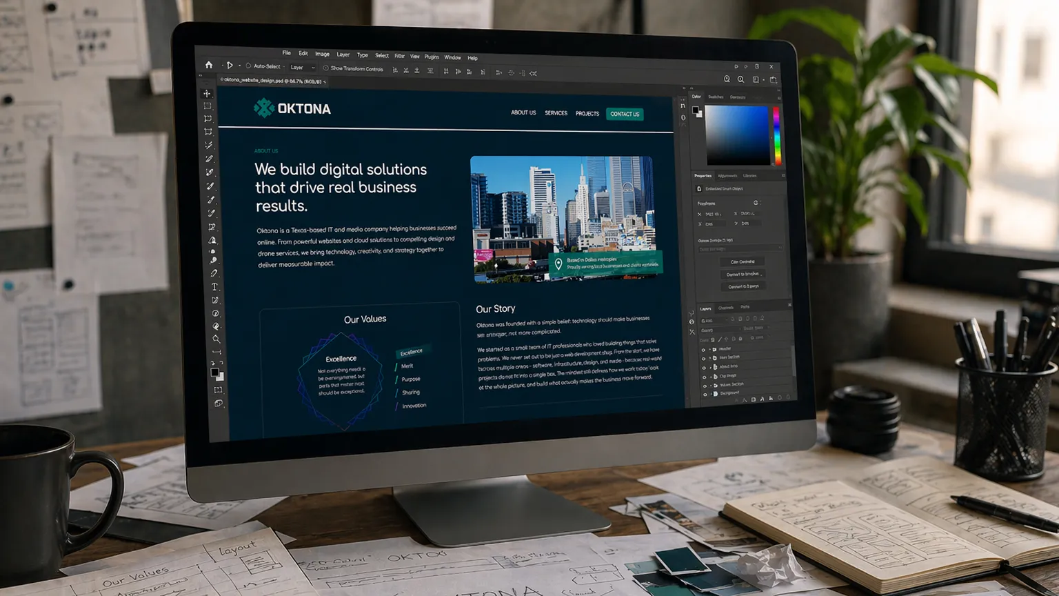 Custom website design and development interface