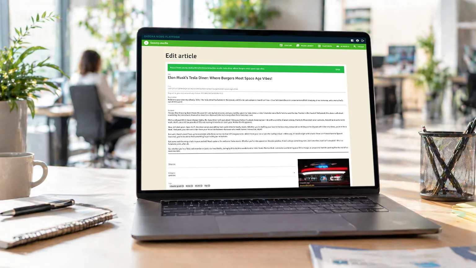 Oktona News Platform publishing interface