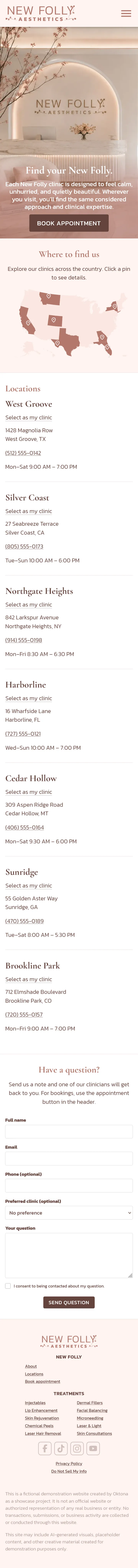Mobile version of locations page
