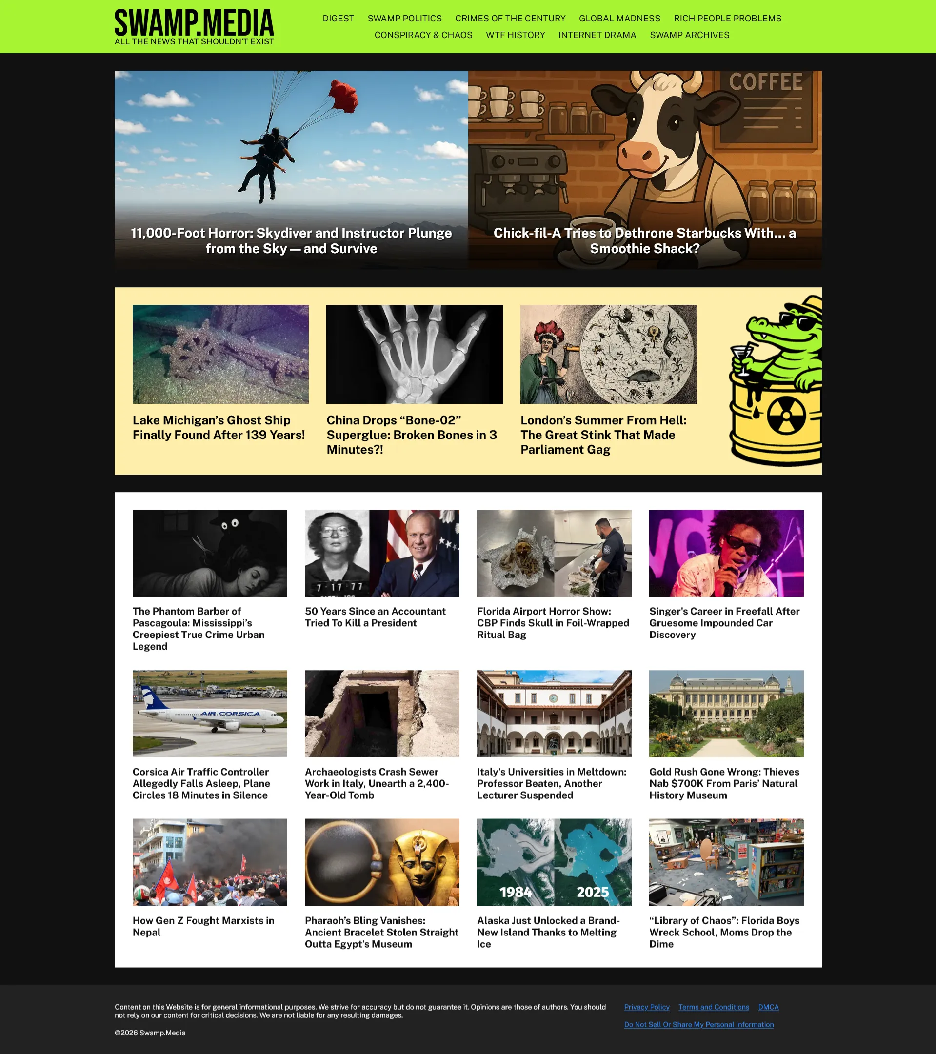 Swamp.media demo website interface