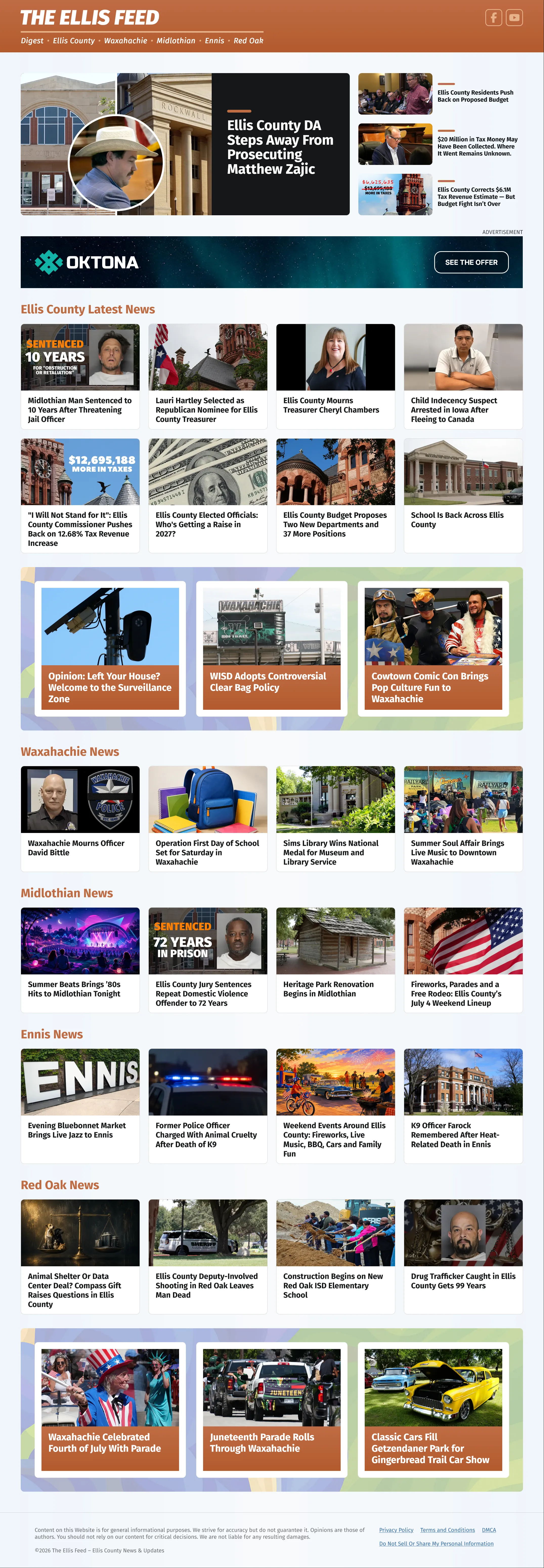 The Ellis Feed homepage interface