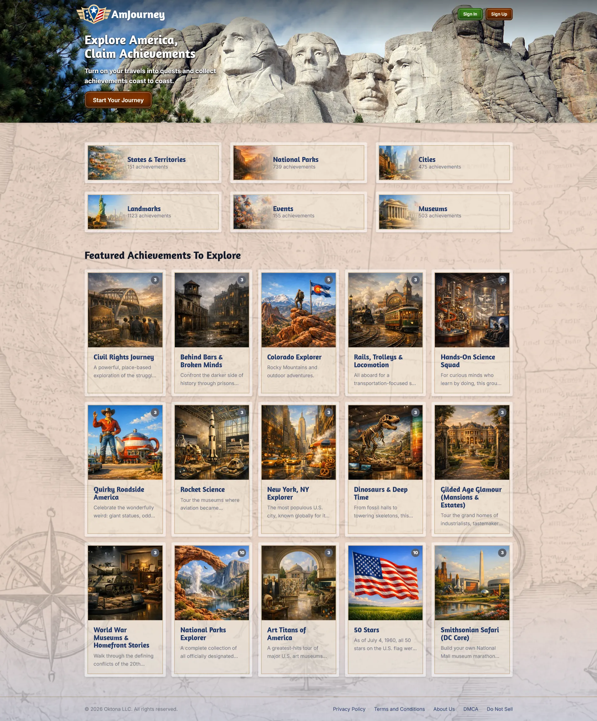 AmJourney homepage interface