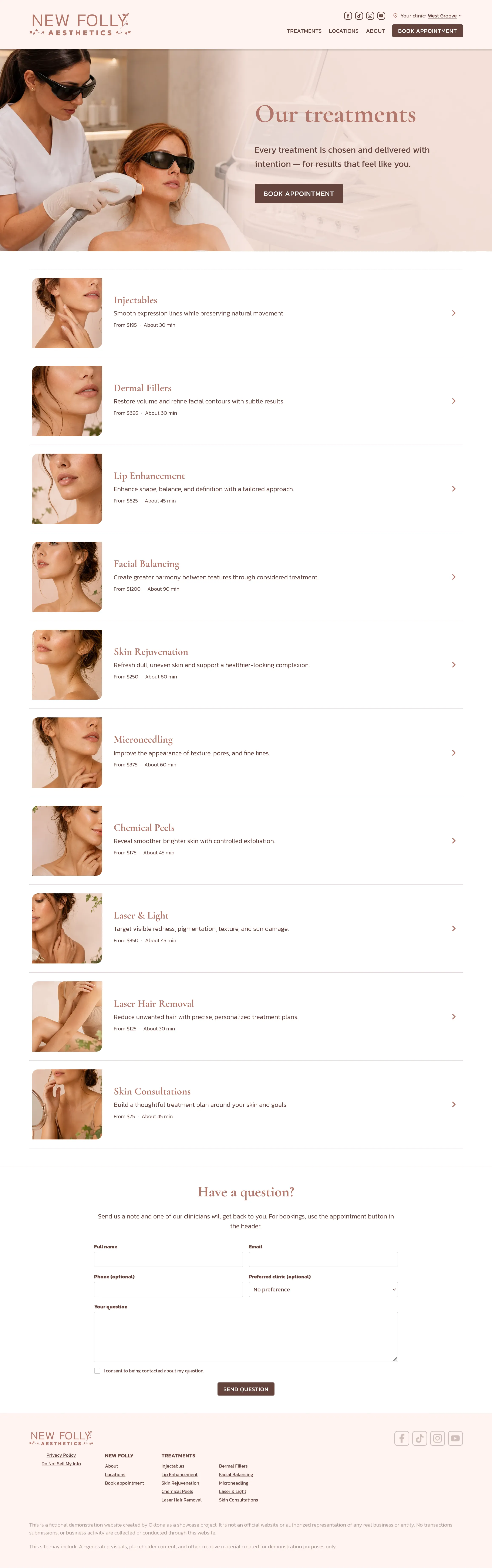 Mobile version of Services page
