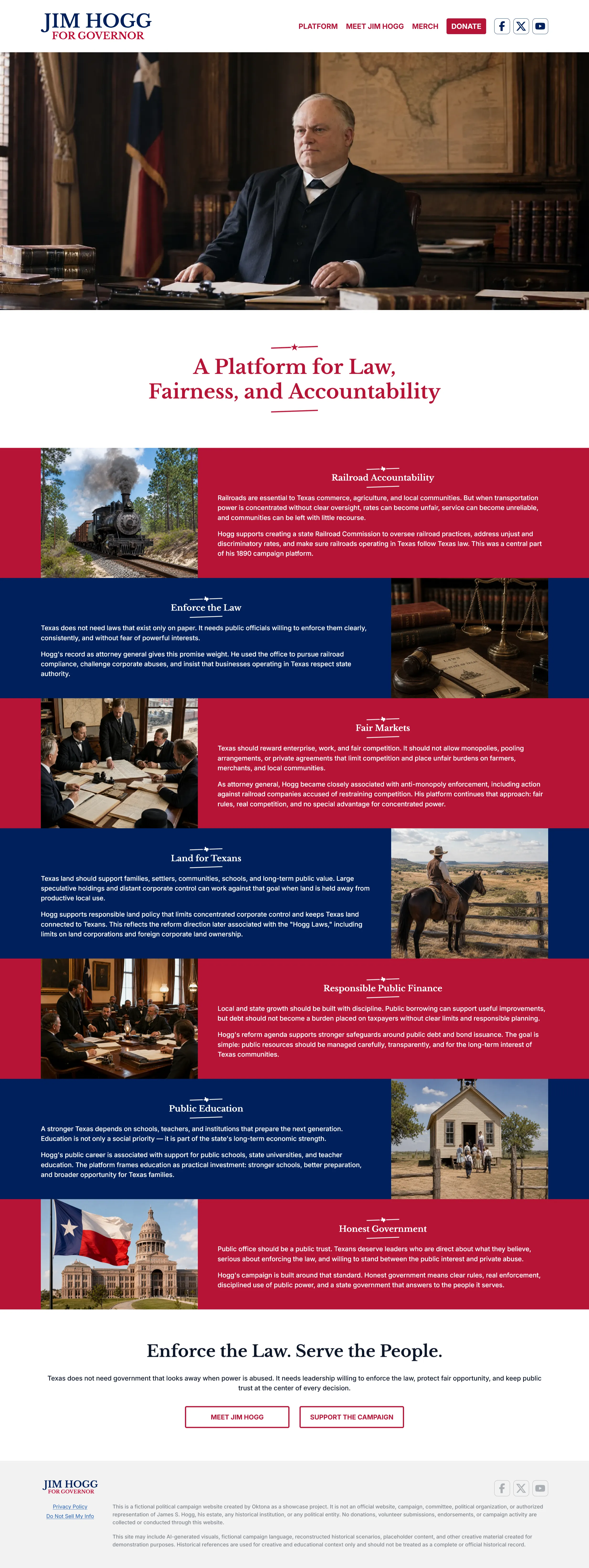 Political campaign platform page