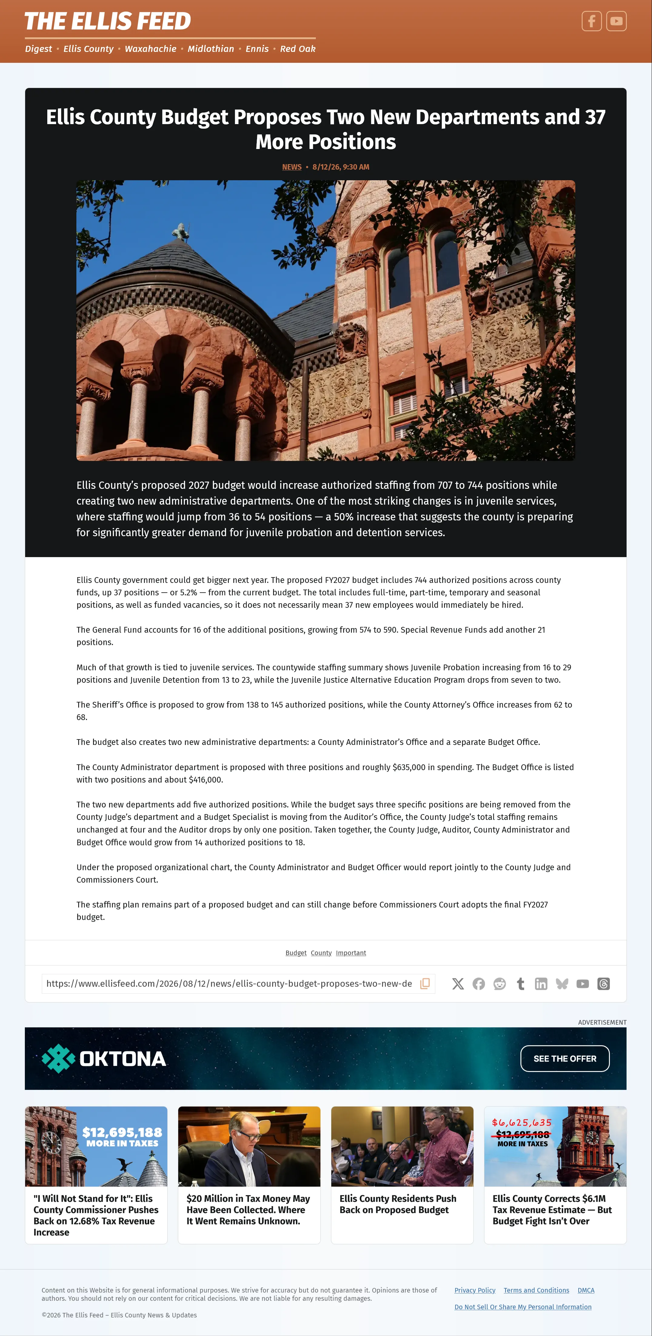 The Ellis Feed article interface