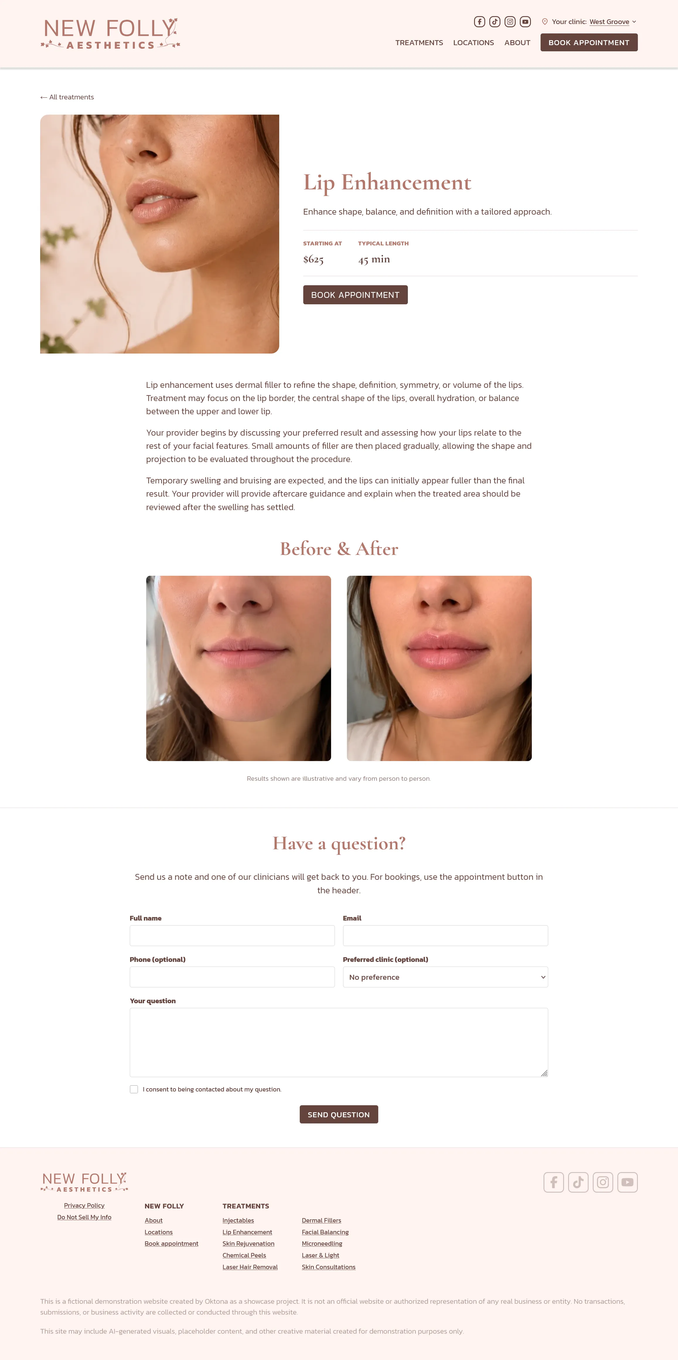 Mobile version of a Service page