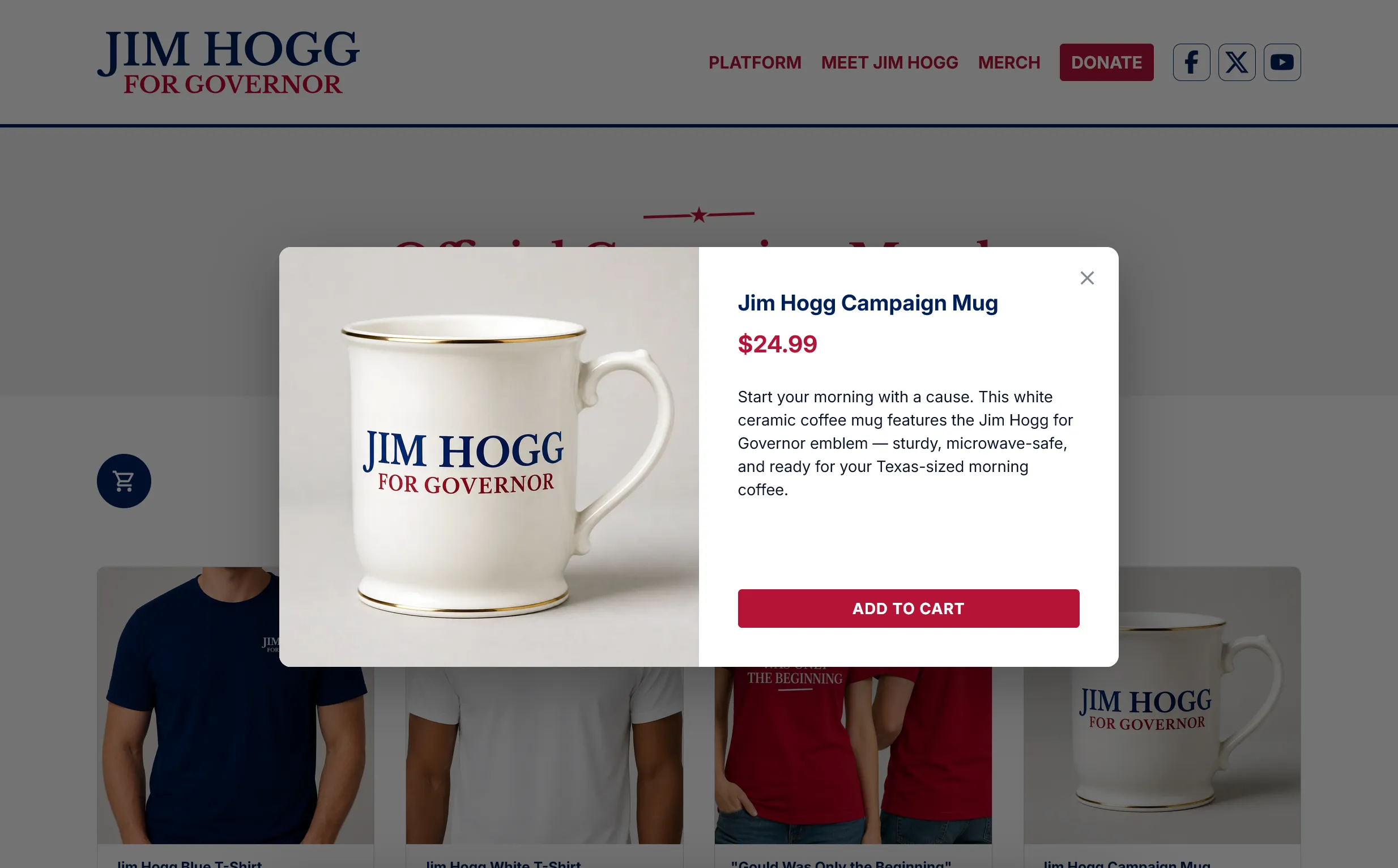Product modal window