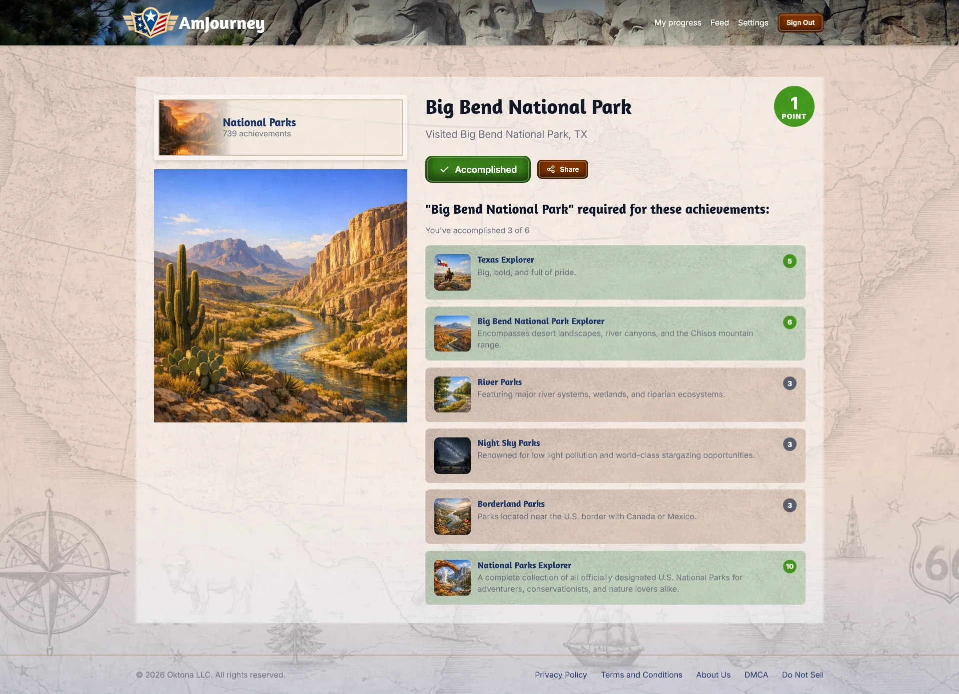 AmJourney achievement interface