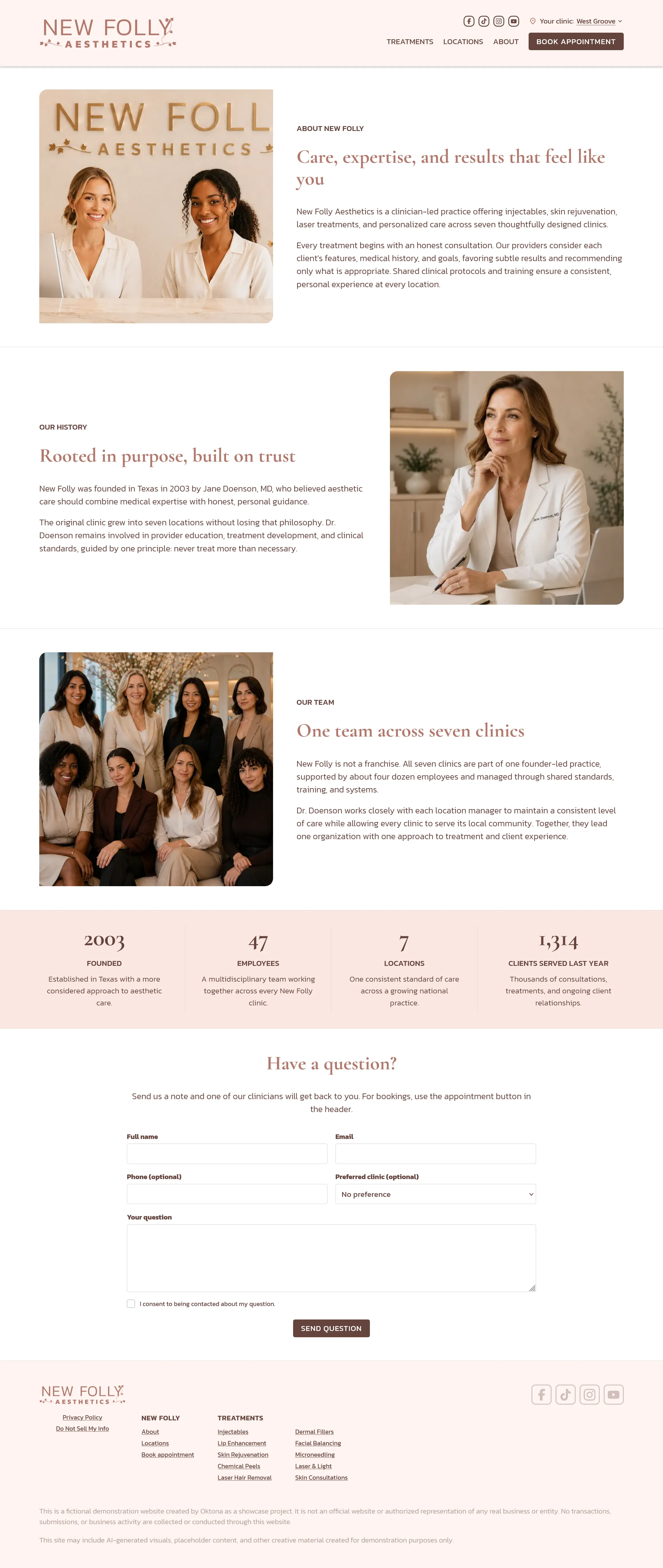 Mobile version of About page