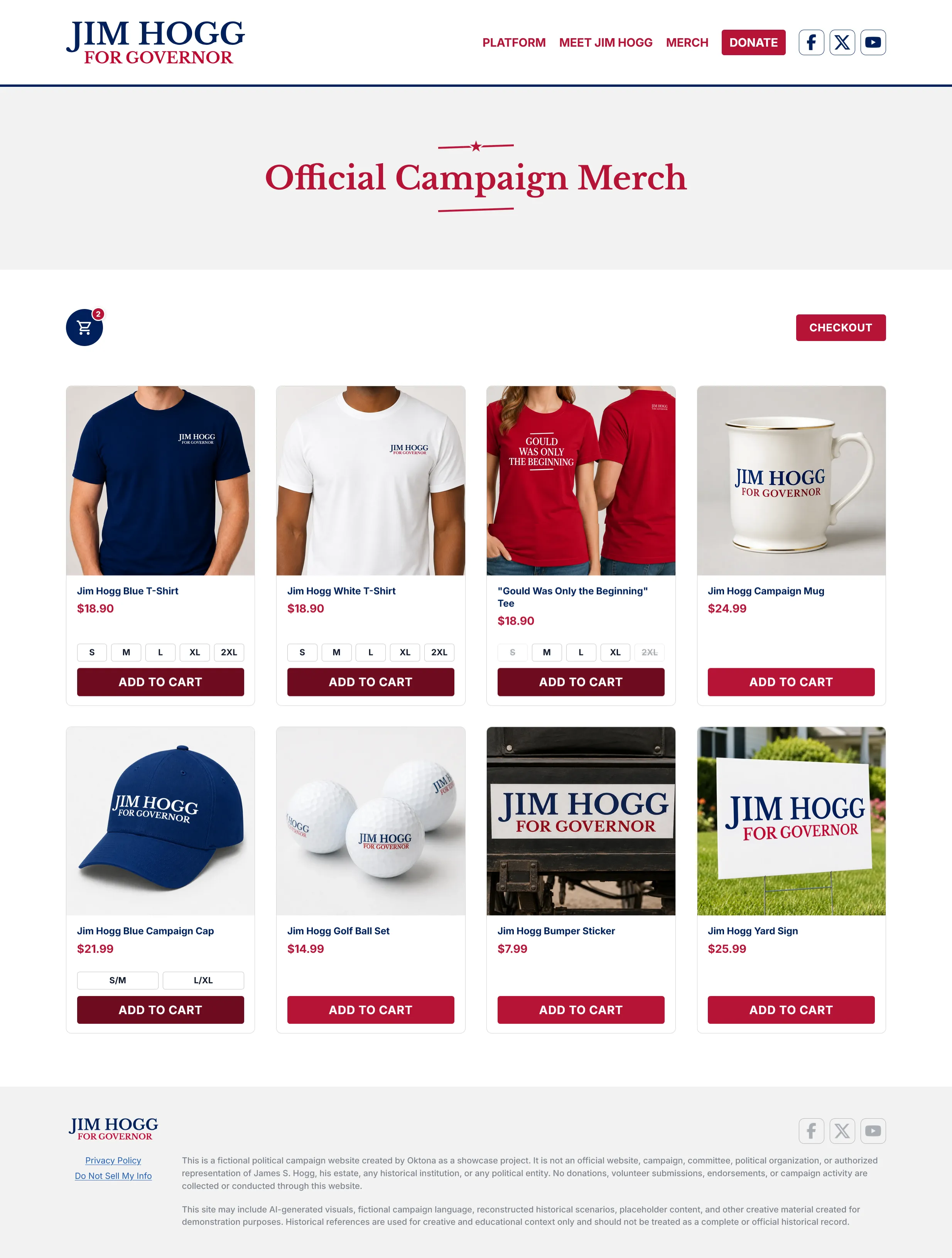 Campaign merch e-store interface