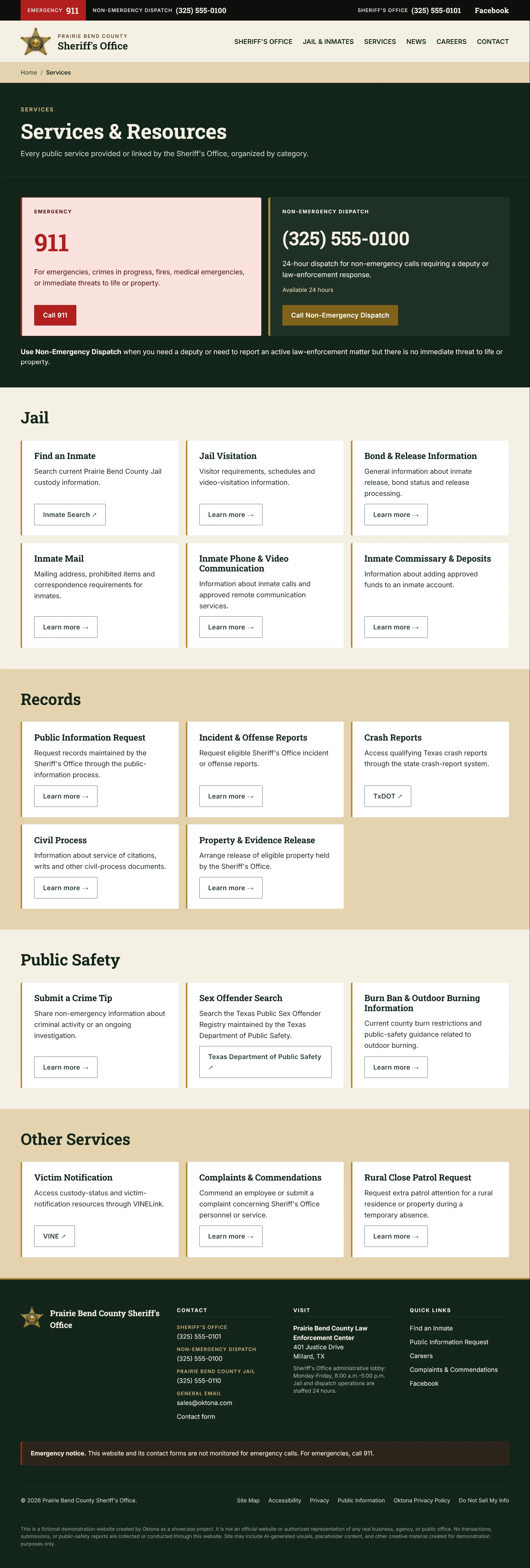 Services page