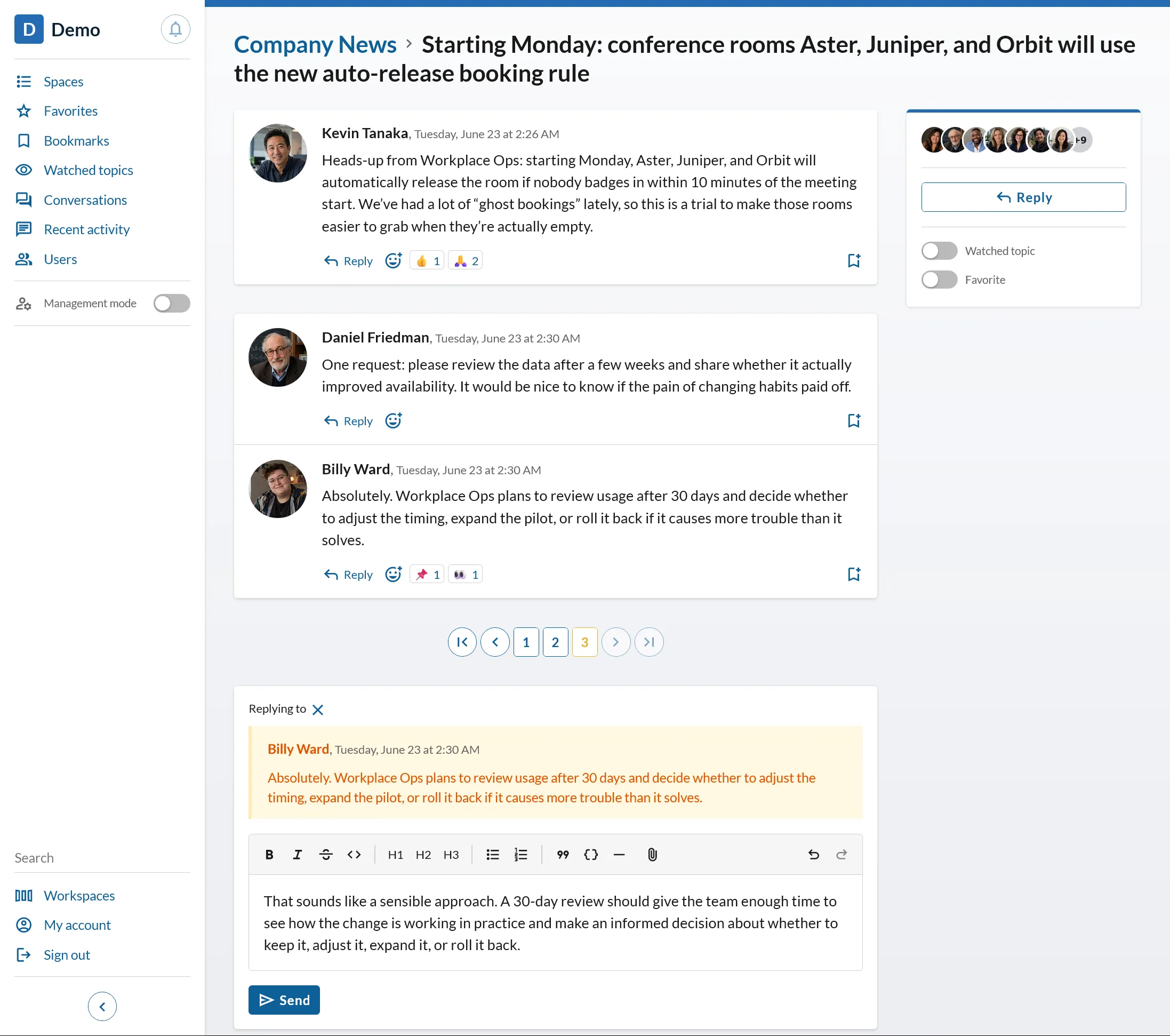 VOSTORQ UI - Replying in the Topic