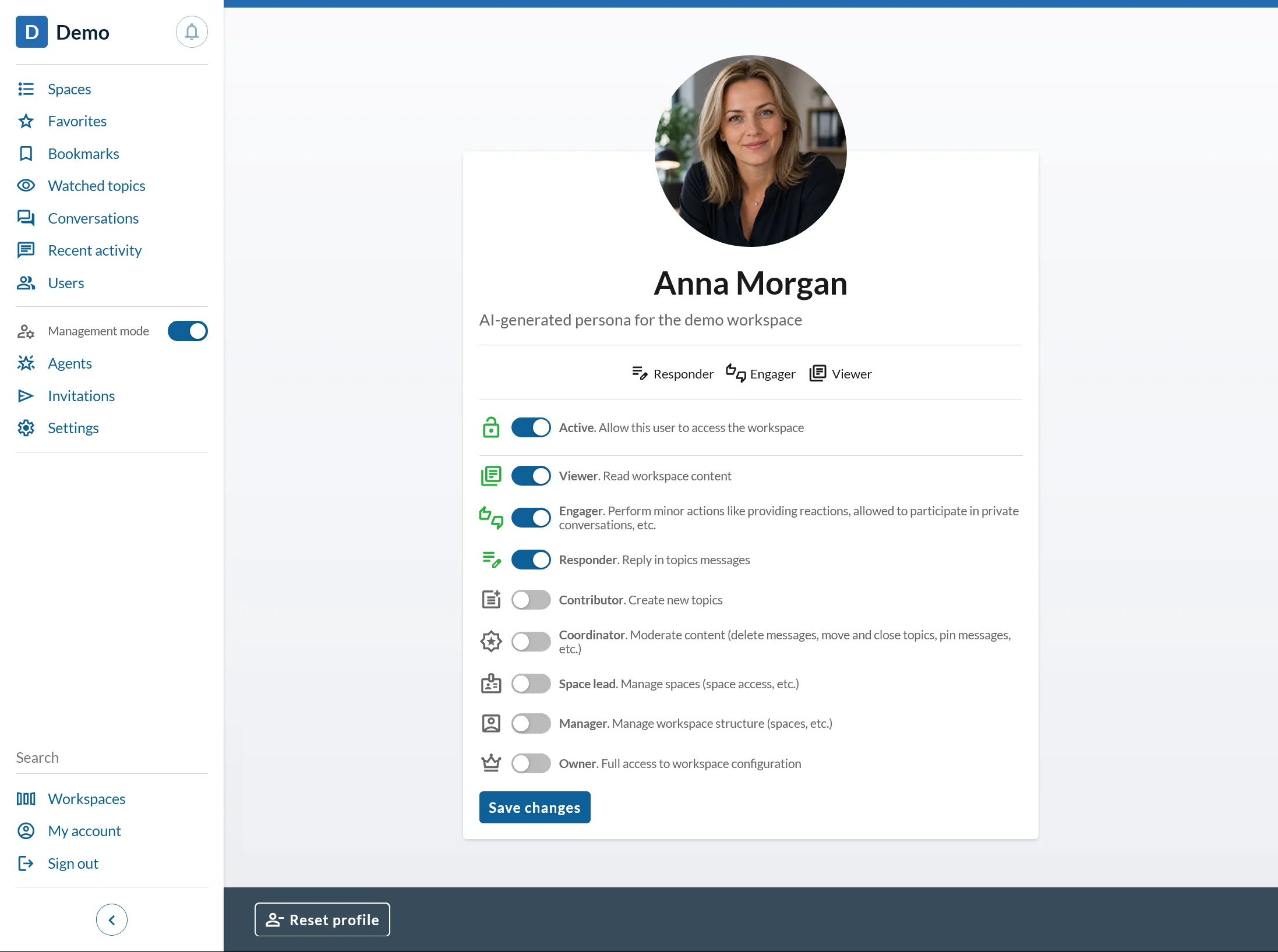 VOSTORQ UI - User access management page