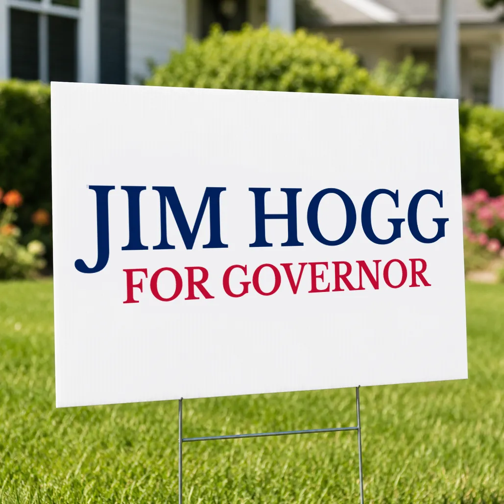 Campaign logo featured on yard sign